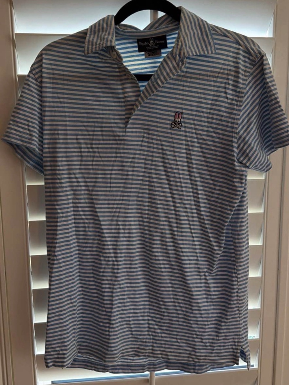 Psycho Bunny Light Blue & White Striped Polo